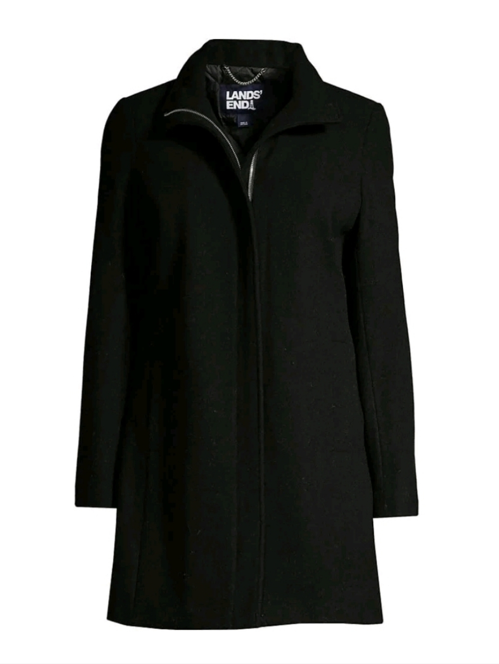 Lands End Insulated Wool Coat 18 Black Primaloft NEW